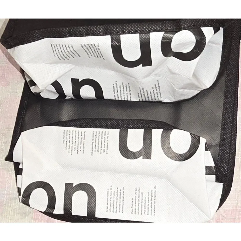 Lululemon Reusable Shopping Tote Bags Set of 4 Small Black Logo Gym- 11x9